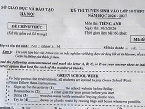 Đáp án môn tiếng Anh thi vào lớp 10 Hà Nội